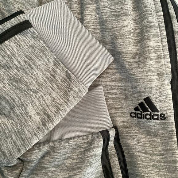 Adidas Heather Gray Black Athletic Jogger Pants Pockets Medium 10/12 - Picture 5 of 7